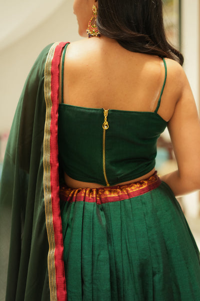 Sreeja Green Handwoven Lehenga Set