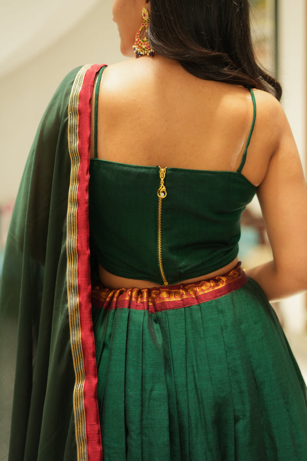 Sreeja Green Handwoven Lehenga Set