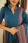 Yashika Teal Handloom Cotton Kurta Set