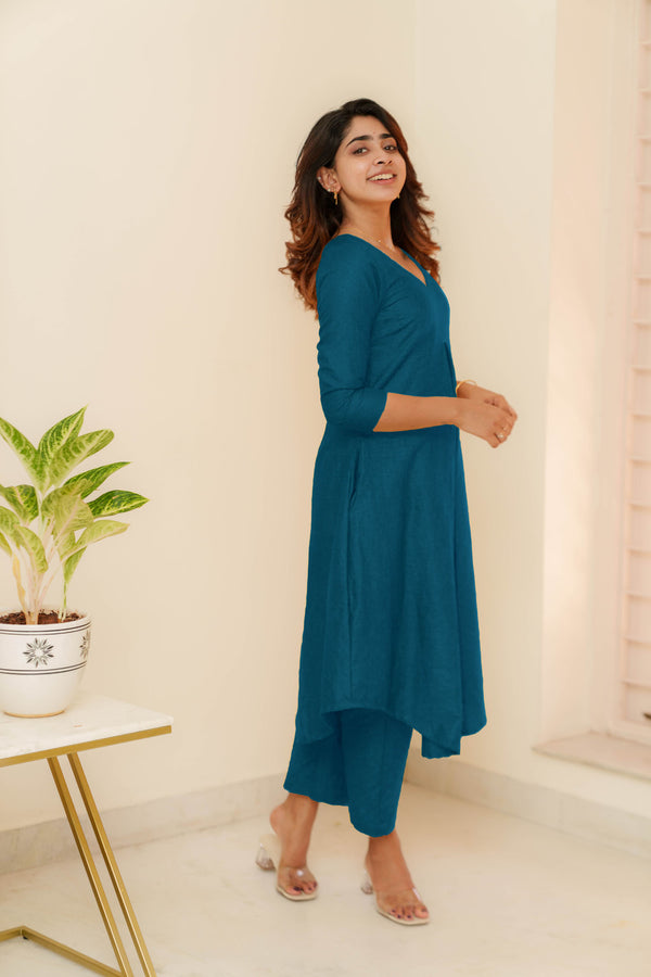 Charu Teal Kurti Set