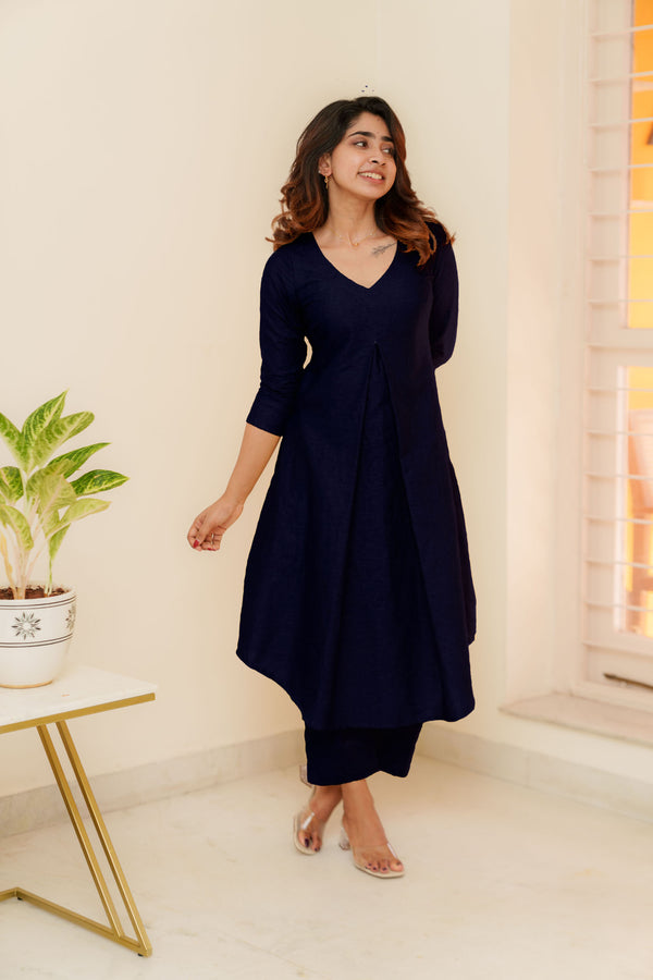 Charu Navy Kurti Set