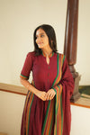 Yashika Maroon Handloom Cotton Kurta Set
