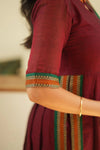 Yashika Maroon with Green Handloom Cotton Kurta Set