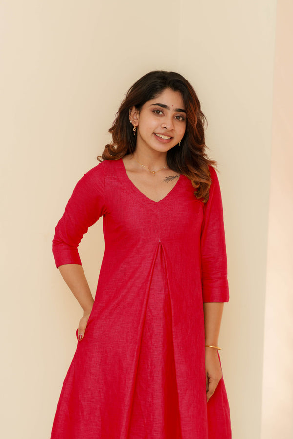 Charu Coral Pink Kurti Set