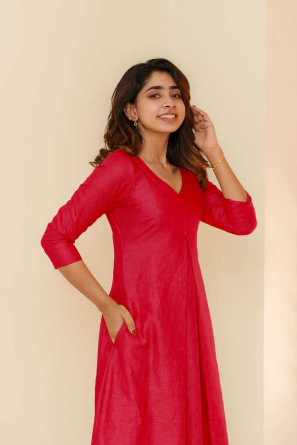 Charu Coral Pink Kurti Set