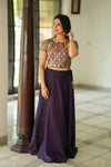 Tashi Purple Croptop Skirt Set