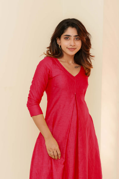 Charu Coral Pink Kurti Set