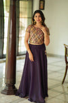 Tashi Purple Croptop Skirt Set