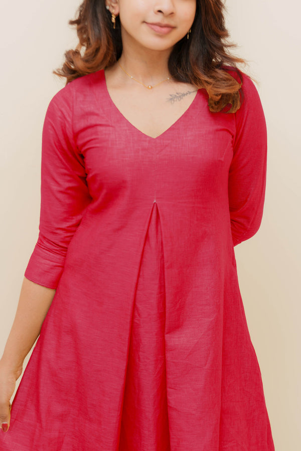 Charu Coral Pink Kurti Set