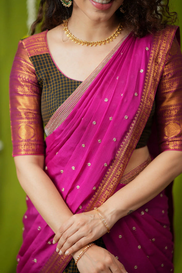 Esha Black check Halfsaree (Set of 3)