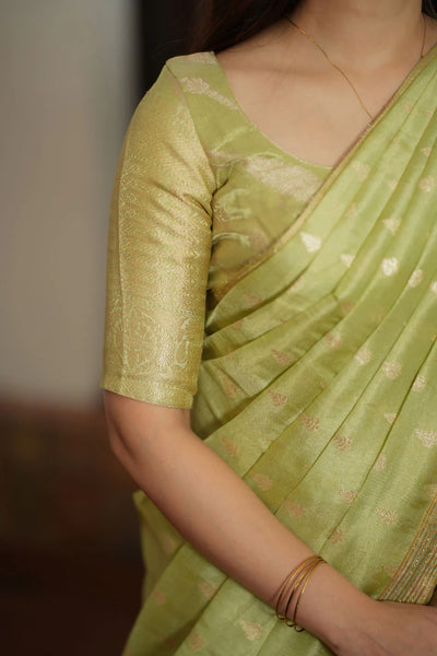 Aalaya Green Banarasi Half Saree Set