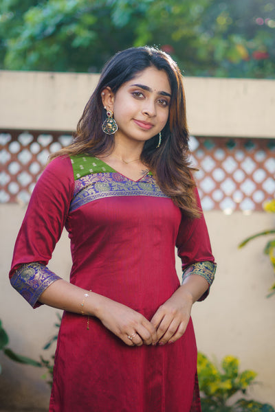 Sheetal Maroon Kurti set (Set of 2)