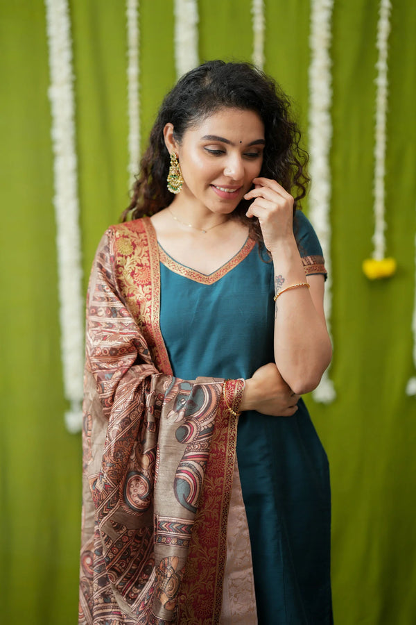 Indra Teal Kurti Set (Set of 3)