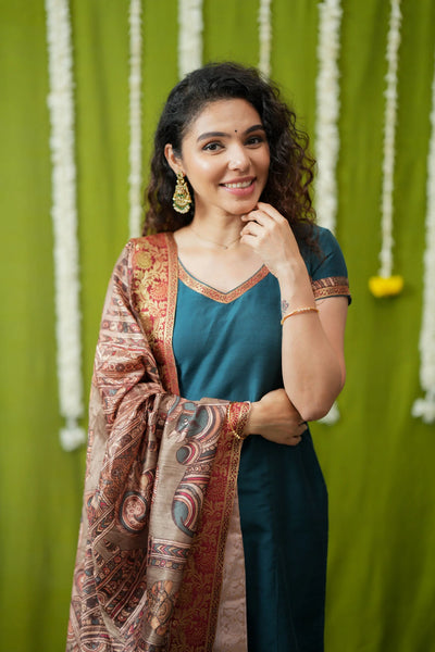 Indra Teal Kurti Set (Set of 3)