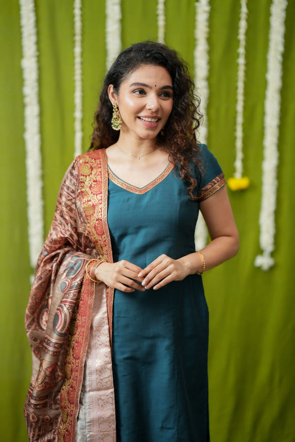 Indra Teal Kurti Set (Set of 3)