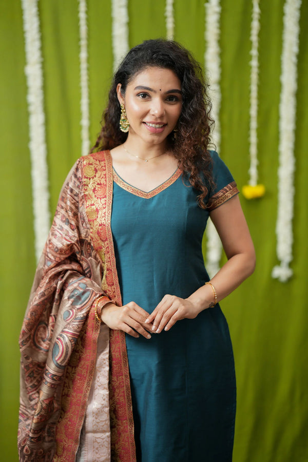 Indra Teal Kurti Set (Set of 3)