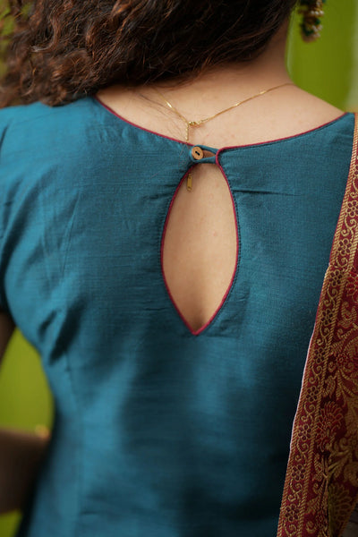 Indra Teal Kurti Set (Set of 3)