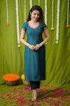 Indra Teal Kurti Set (Set of 3)