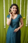 Indra Teal Kurti Set (Set of 3)