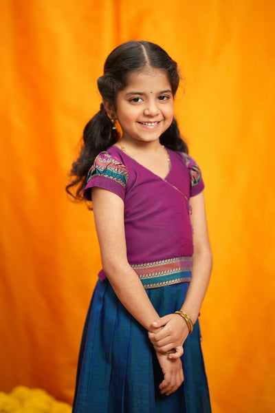 Vanika Magenta with Teal Handloom Kids Mini