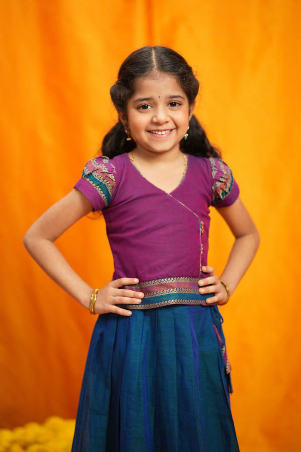 Vanika Magenta with Teal Handloom Kids Mini