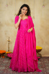 Yamuna Rani Pink Maxi Dress (Set of 2)