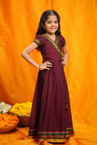Aarvi Maroon Handwoven Kids Mini