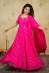 Yamuna Rani Pink Maxi Dress (Set of 2)