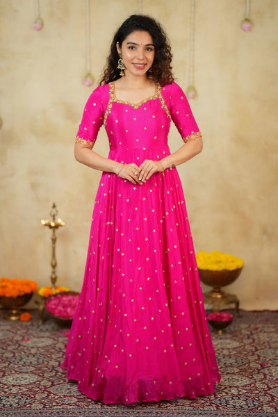 Yamuna Rani Pink Maxi Dress (Set of 2)