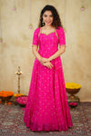 Yamuna Rani Pink Maxi Dress (Set of 2)