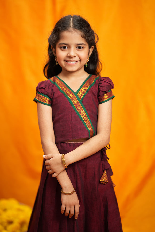 Aarvi Maroon Handwoven Kids Mini