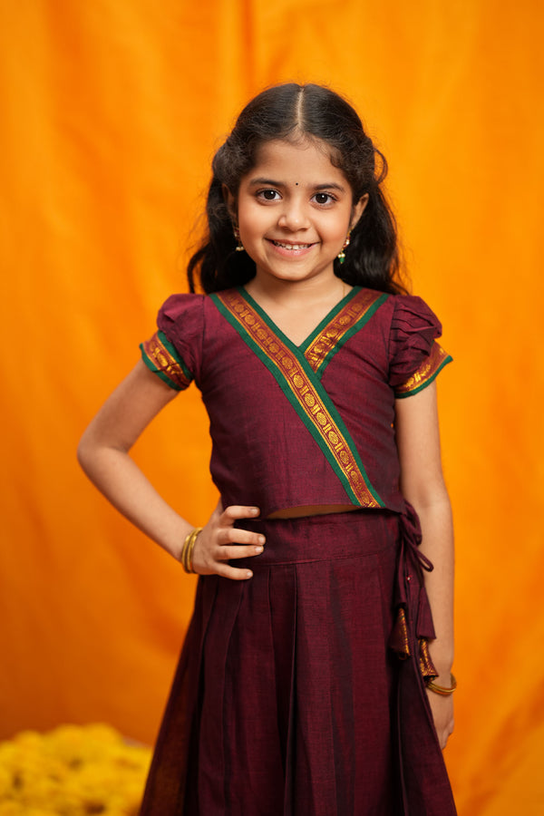 Aarvi Maroon Handwoven Kids Mini
