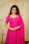 Yamuna Rani Pink Maxi Dress (Set of 2)