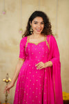 Yamuna Rani Pink Maxi Dress (Set of 2)
