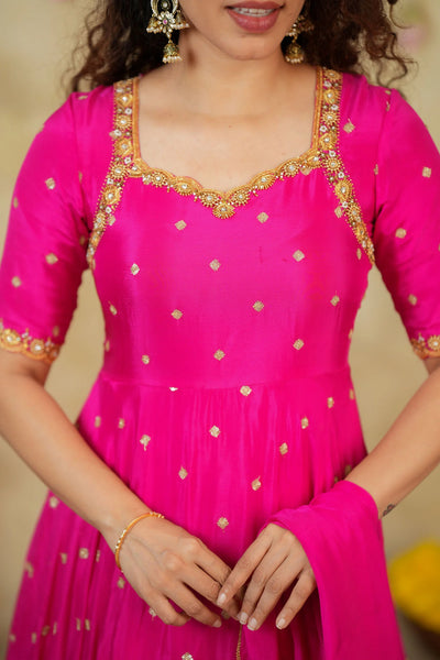 Yamuna Rani Pink Maxi Dress (Set of 2)
