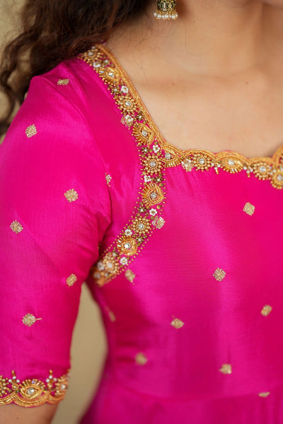 Yamuna Rani Pink Maxi Dress (Set of 2)