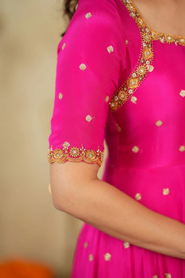 Yamuna Rani Pink Maxi Dress (Set of 2)