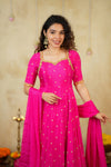 Yamuna Rani Pink Maxi Dress (Set of 2)