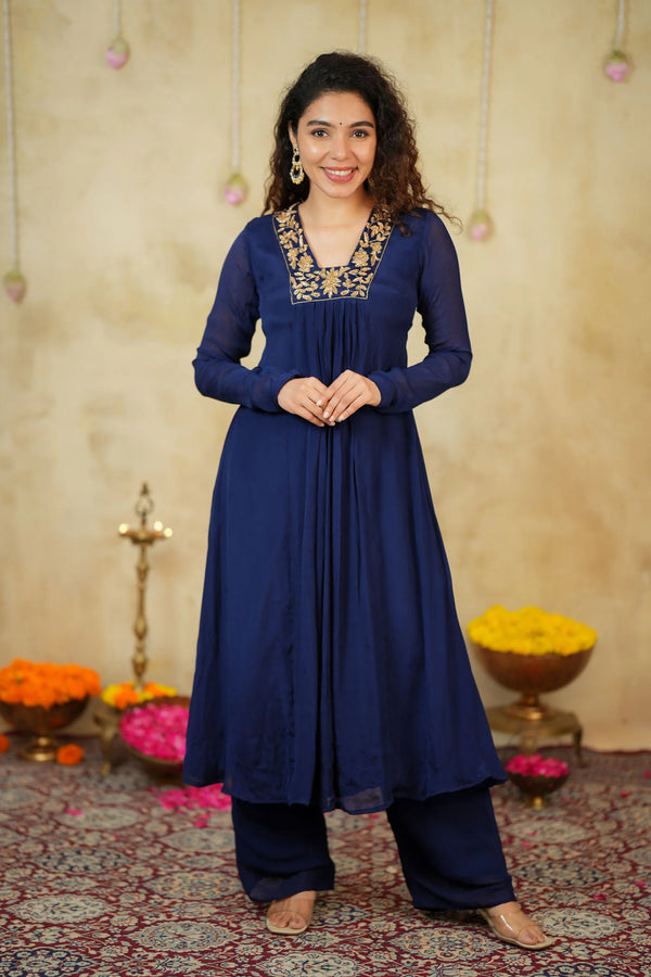 Kiara Navy Blue Kurta Set (Set of 2)