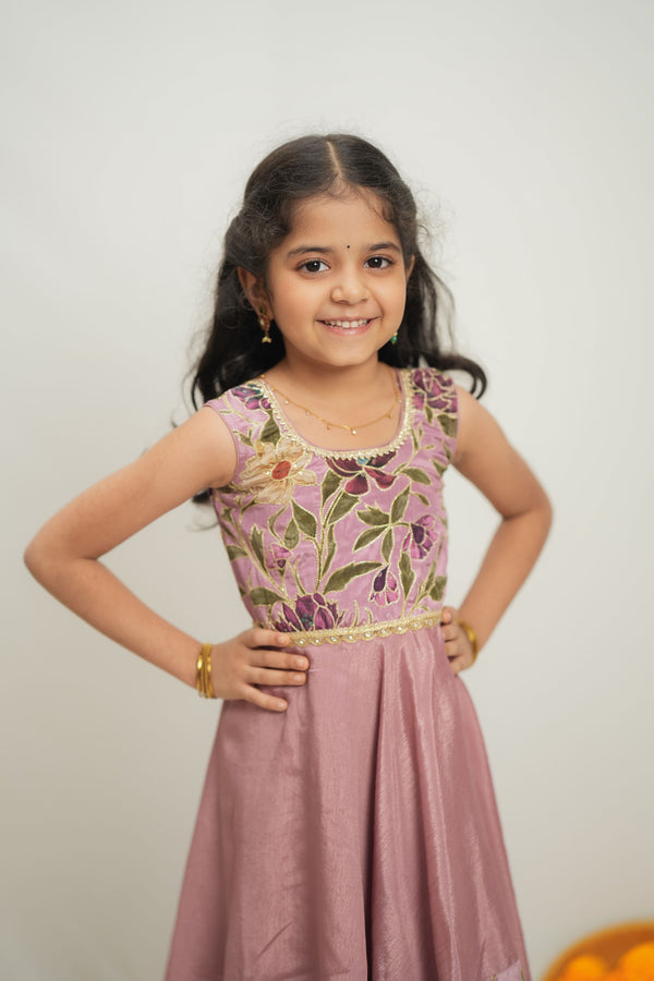 Chandrika Pink Layered Floral Party Dress Mini