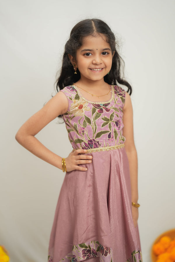 Chandrika Pink Layered Floral Party Dress Mini