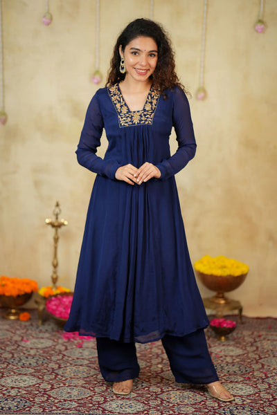 Kiara Navy Blue Kurta Set (Set of 2)
