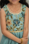Chandrika Blue Layered Floral Party Dress Mini
