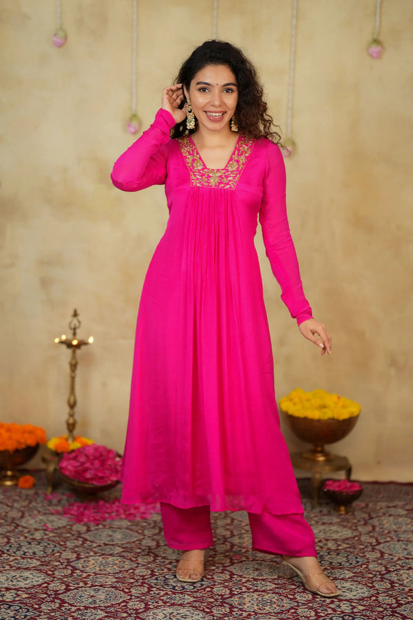 Kiara Rani Pink Kurta Set (Set of 2)