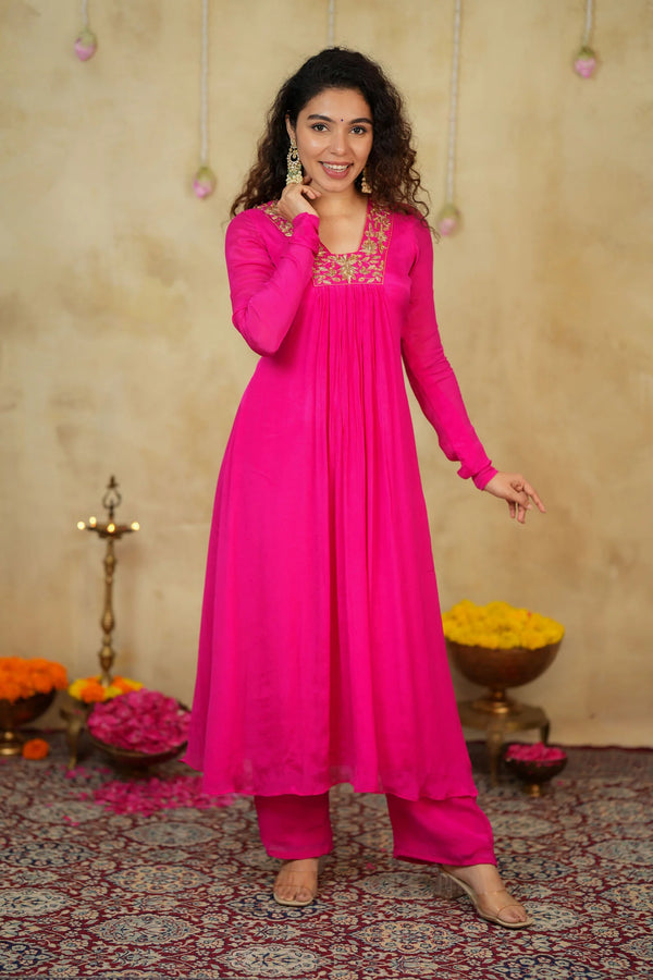 Kiara Rani Pink Kurta Set (Set of 2)
