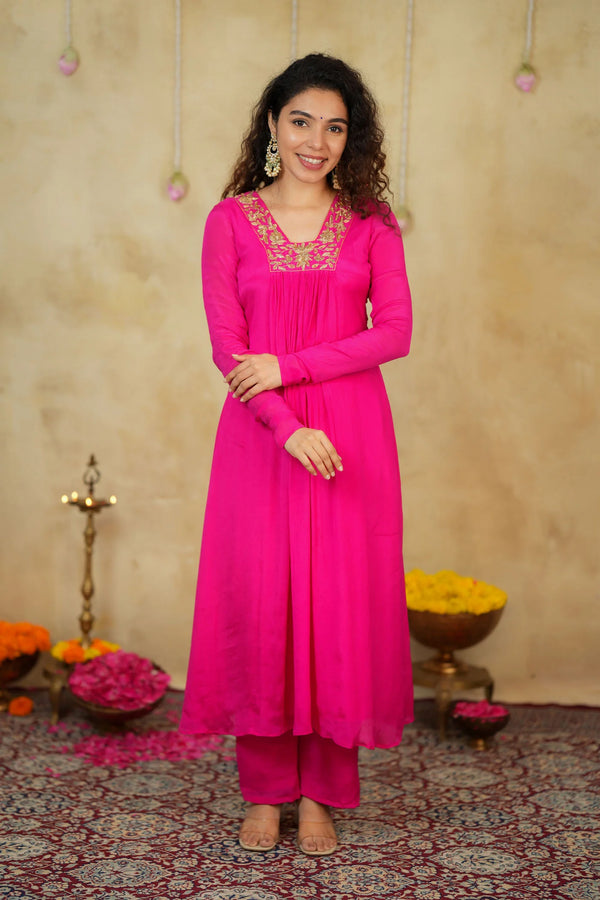 Kiara Rani Pink Kurta Set (Set of 2)