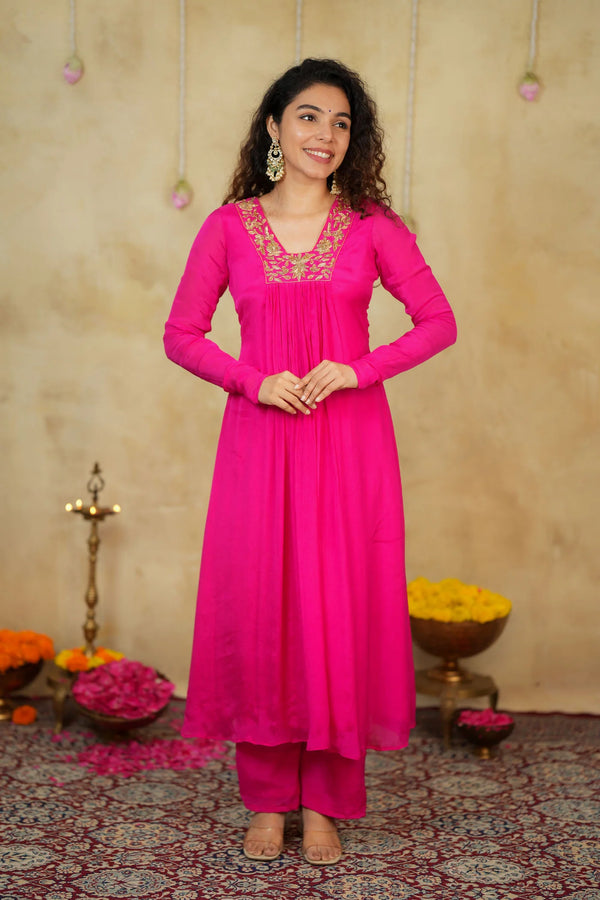 Kiara Rani Pink Kurta Set (Set of 2)