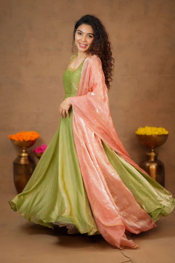 Shrishti Mint Green Sleeveless Maxi Dress (Set of 2)