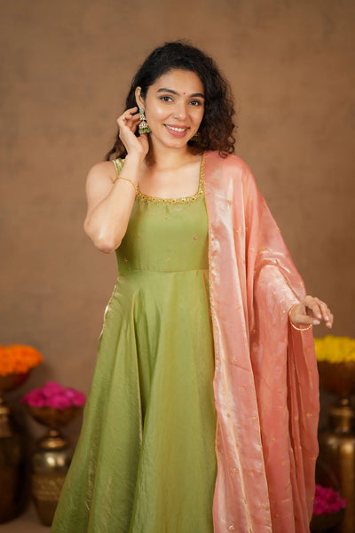 Shrishti Mint Green Sleeveless Maxi Dress (Set of 2)