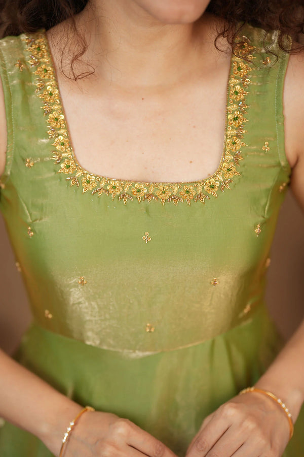 Shrishti Mint Green Sleeveless Maxi Dress (Set of 2)